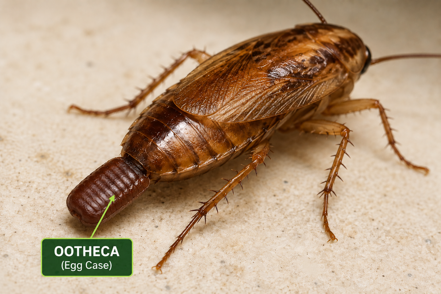 Cockroach ootheca (egg case) showing hardened protein capsule with two parallel rows of eggs